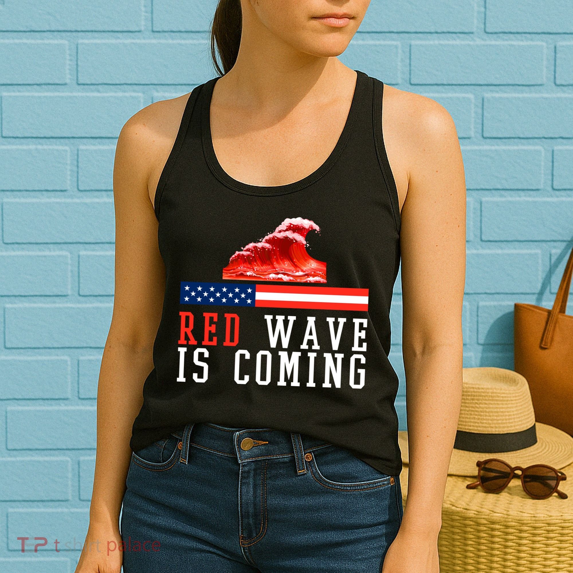 Red Wave Is Coming American Flag Conservative Women's Tank Top