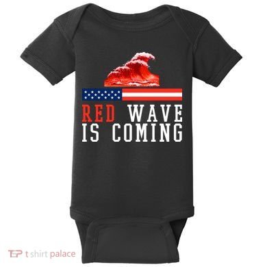 Red Wave Is Coming American Flag Conservative Baby Bodysuit