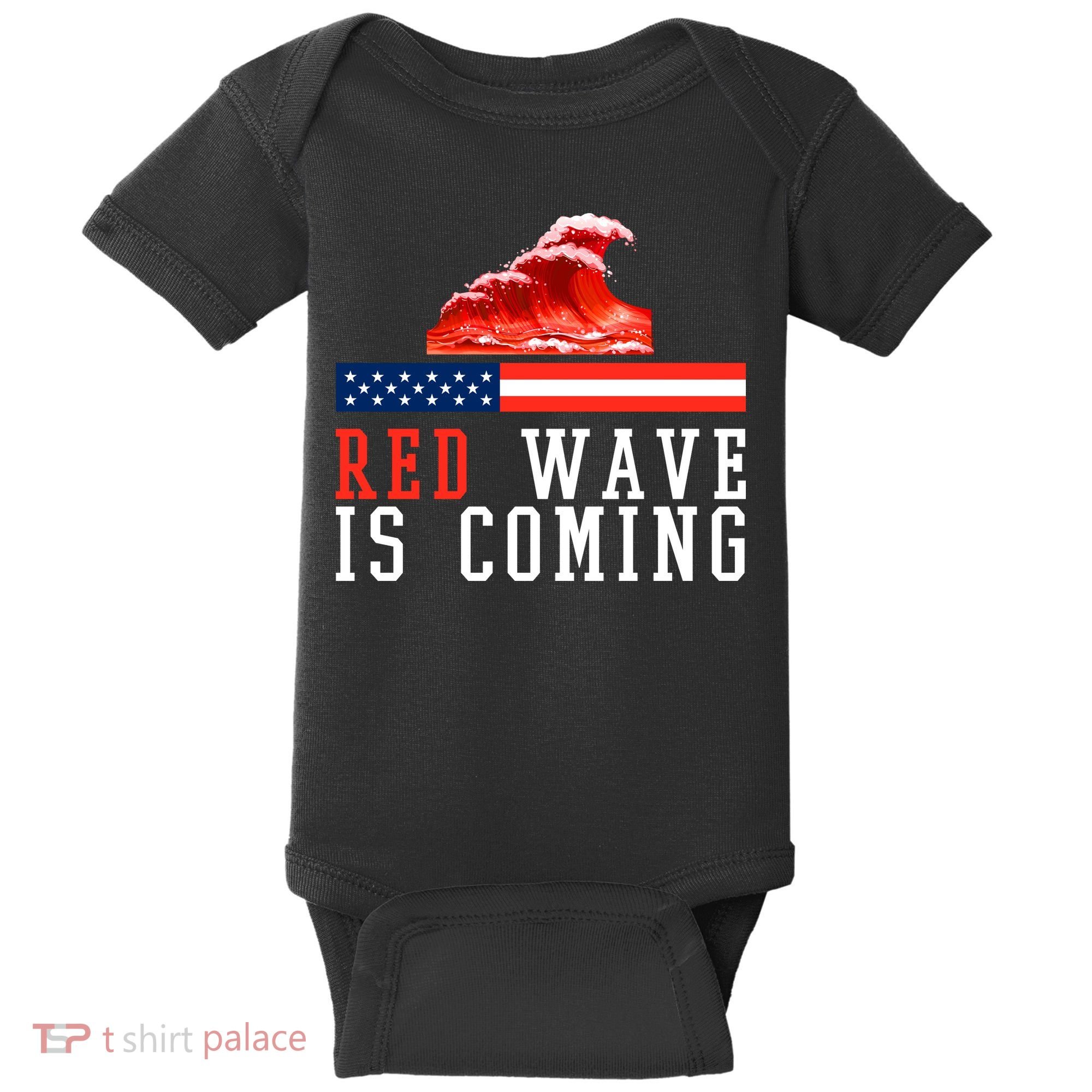 Red Wave Is Coming American Flag Conservative Baby Bodysuit