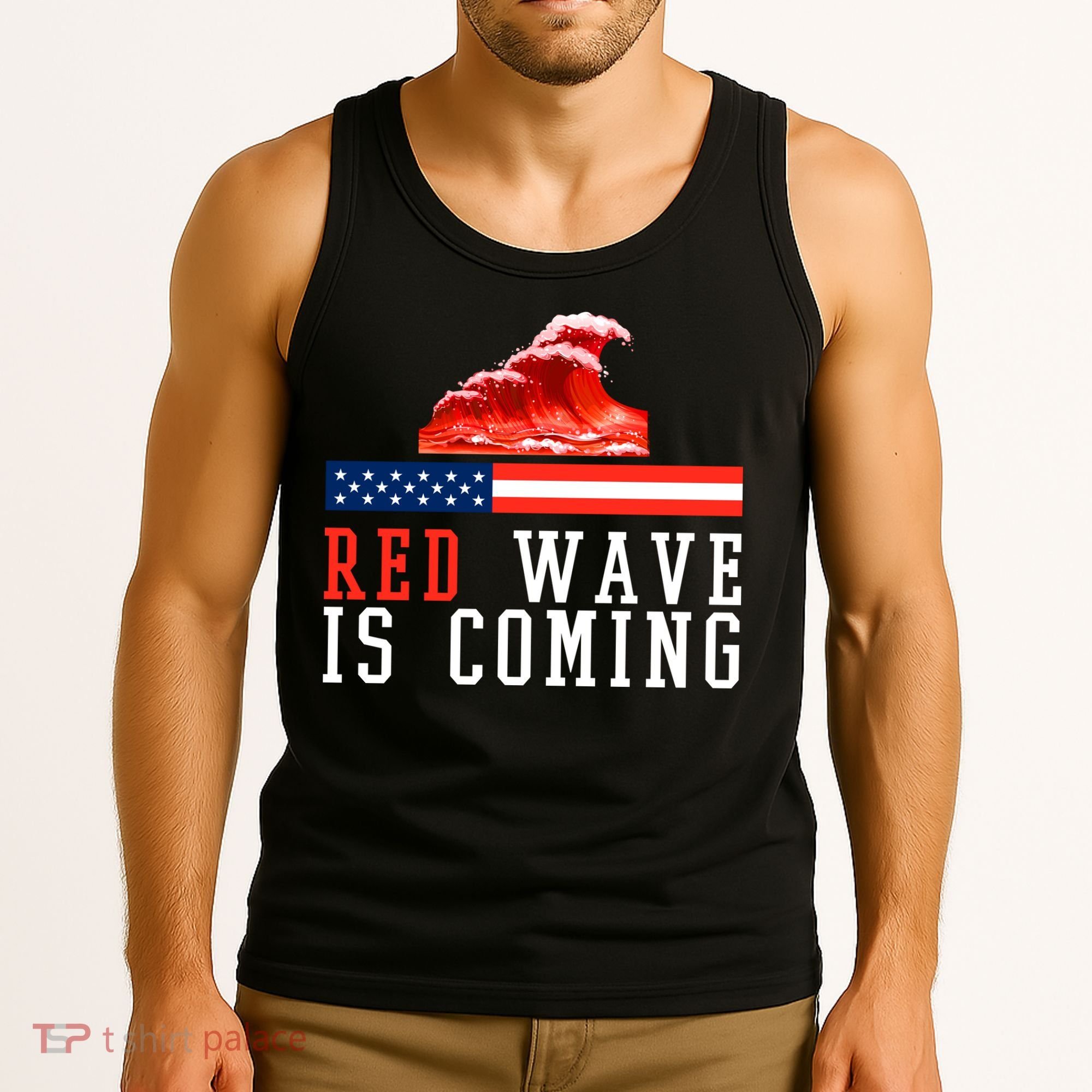 Red Wave Is Coming American Flag Conservative Tank Top