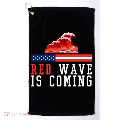 Red Wave Is Coming American Flag Conservative Golf Towel