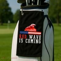 Red Wave Is Coming American Flag Conservative Golf Towel thumb 2