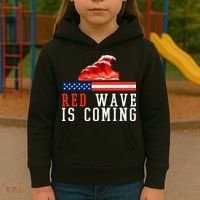 Red Wave Is Coming American Flag Conservative Kids Hoodie thumb 3