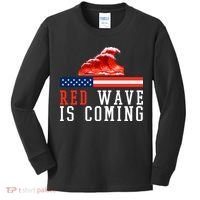 Red Wave Is Coming American Flag Conservative Kids Long Sleeve Shirt thumb 0