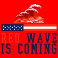 Red Wave Is Coming American Flag Conservative Santa Hat thumb 1