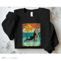 Retro Whale Lover Marine Biologist Aquarist Whales Animal Sweatshirt thumb 2