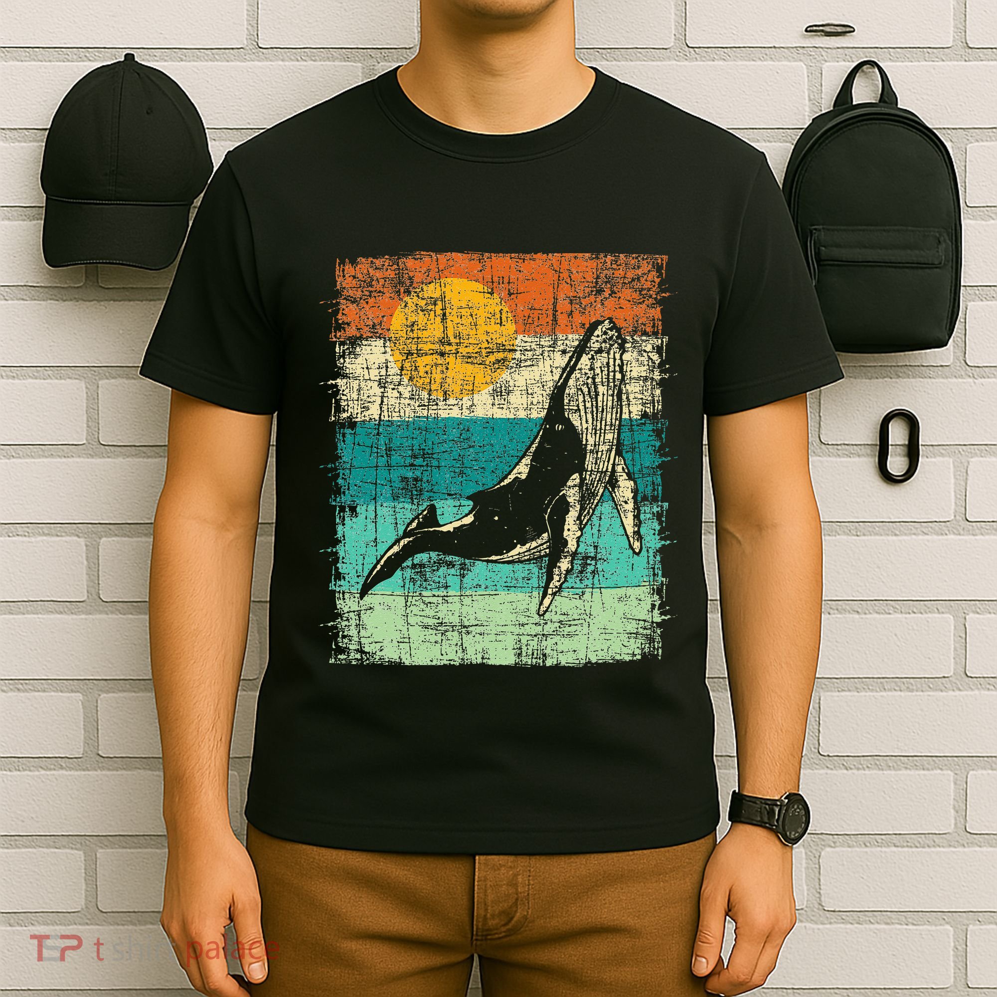 Retro Whale Lover Marine Biologist Aquarist Whales Animal T-Shirt