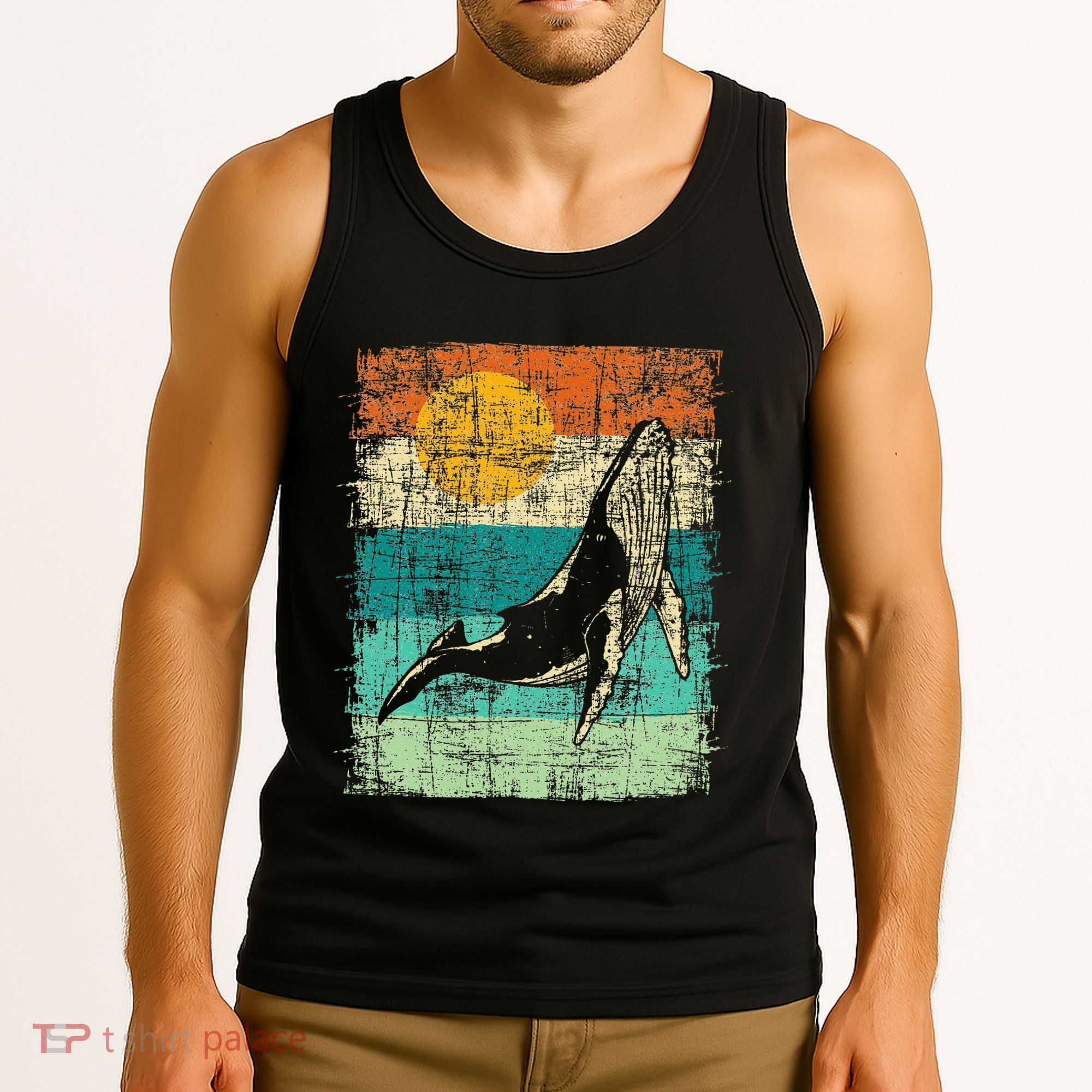 Retro Whale Lover Marine Biologist Aquarist Whales Animal Tank Top