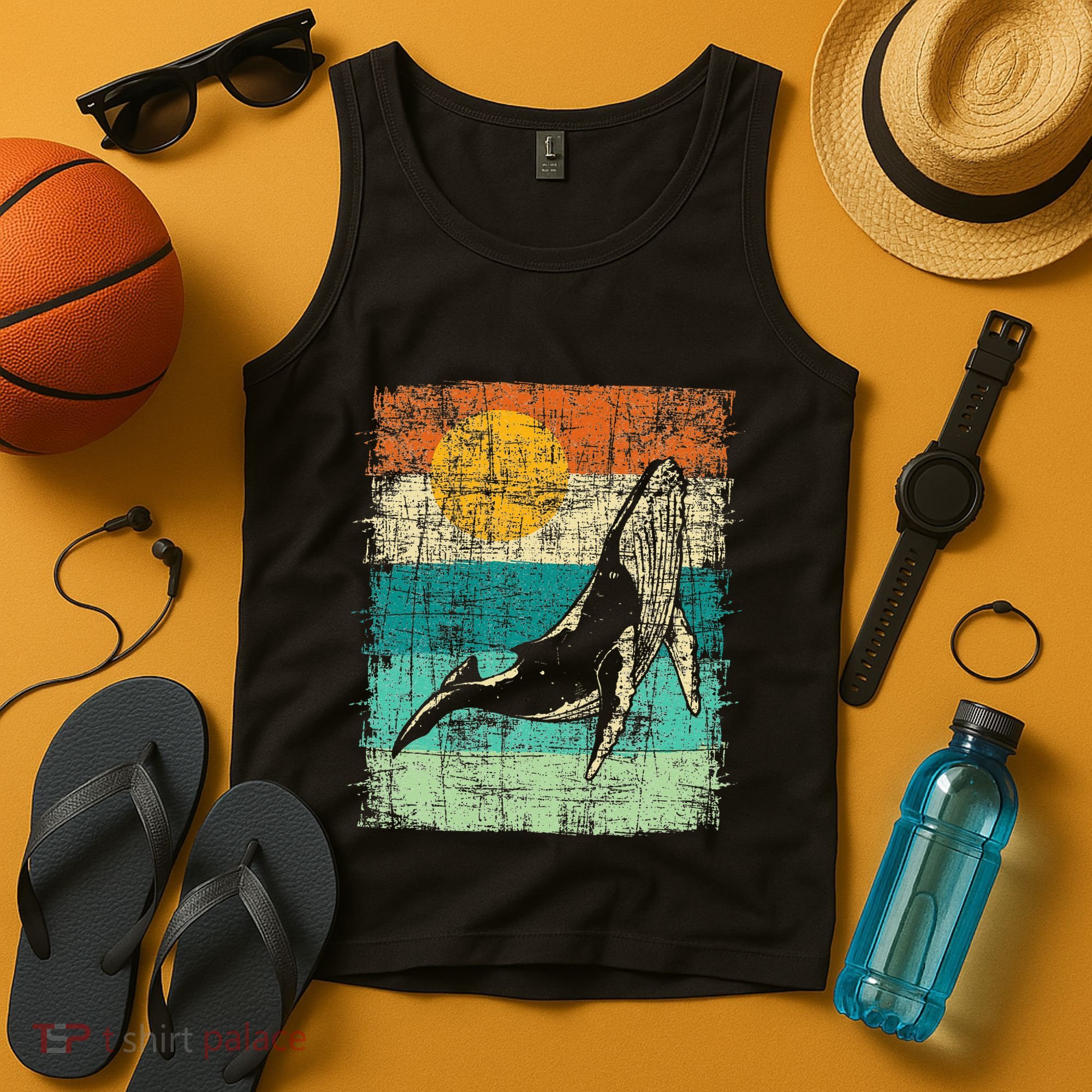 Retro Whale Lover Marine Biologist Aquarist Whales Animal Tank Top