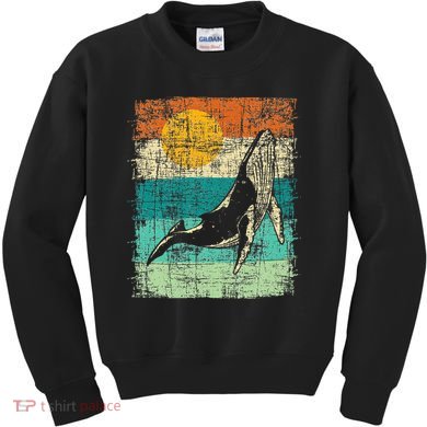 Retro Whale Lover Marine Biologist Aquarist Whales Animal Kids Sweatshirt