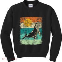 Retro Whale Lover Marine Biologist Aquarist Whales Animal Kids Sweatshirt thumb 0