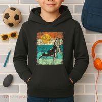 Retro Whale Lover Marine Biologist Aquarist Whales Animal Kids Hoodie thumb 2