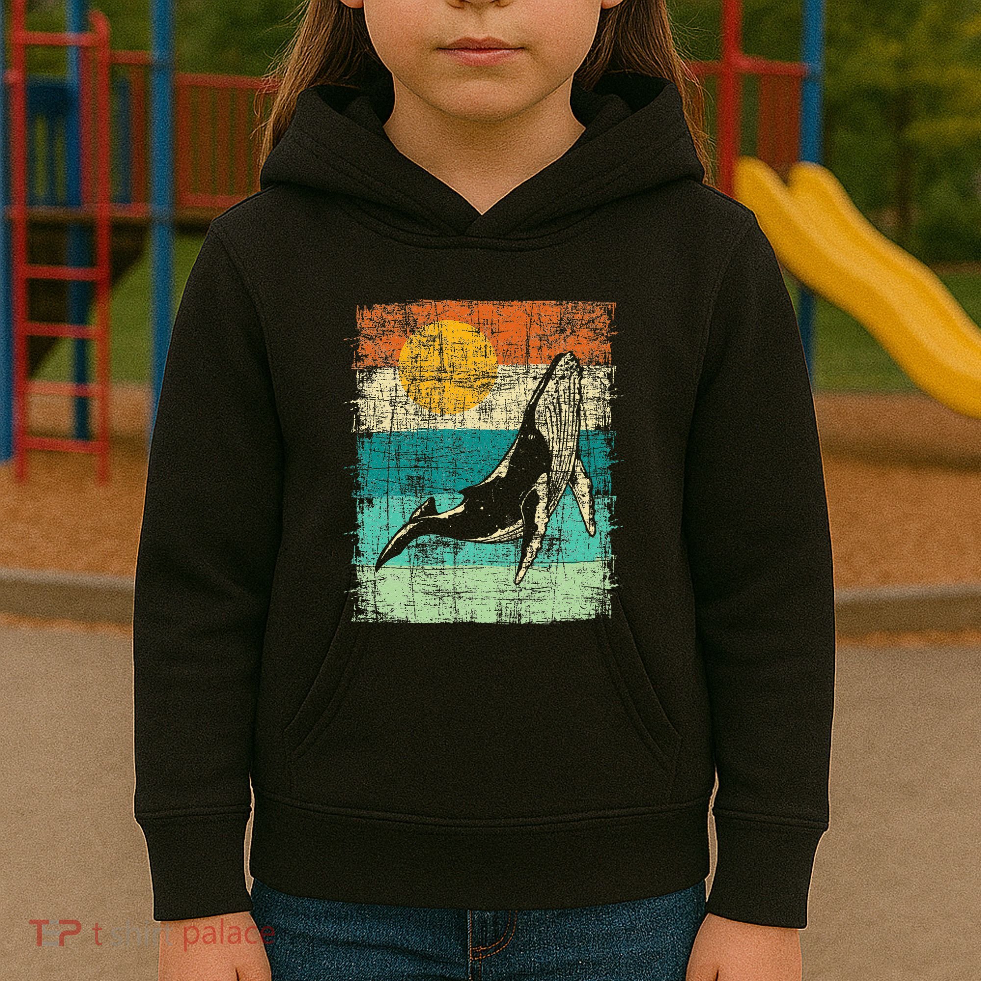 Retro Whale Lover Marine Biologist Aquarist Whales Animal Kids Hoodie