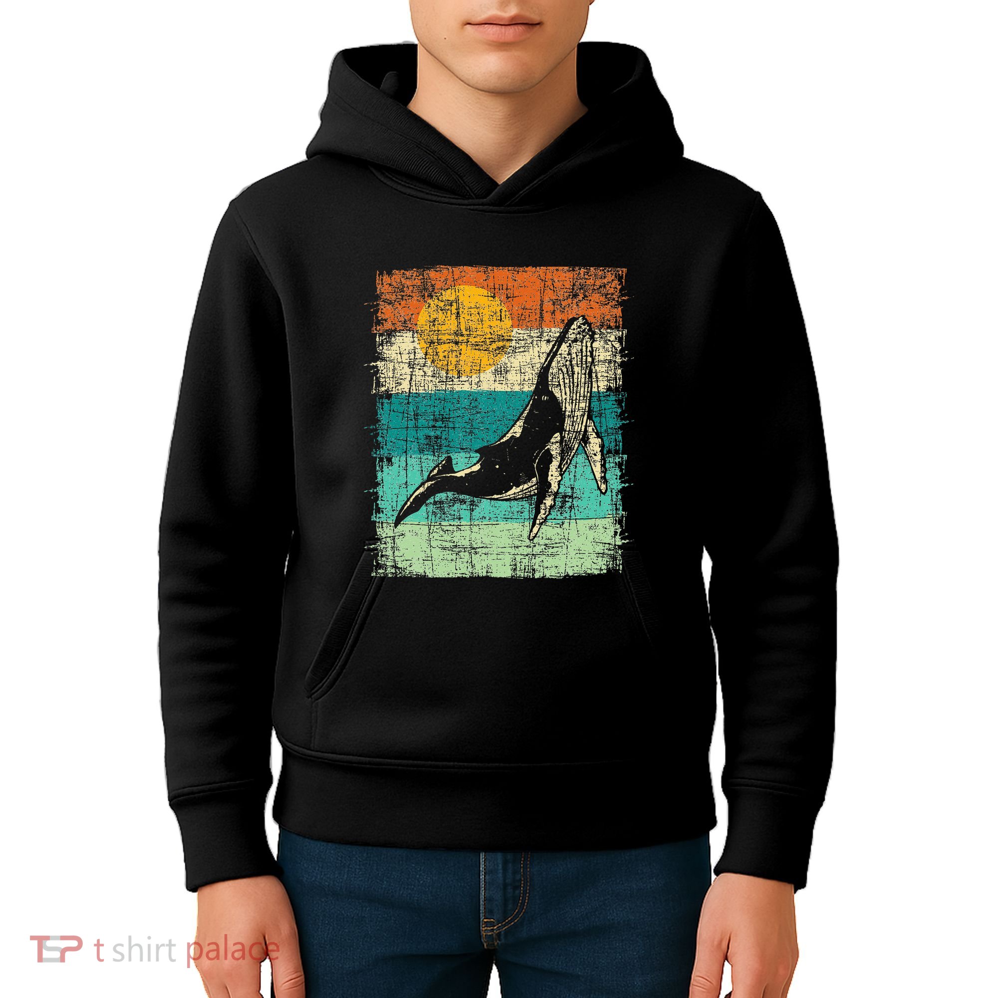 Retro Whale Lover Marine Biologist Aquarist Whales Animal Kids Hoodie