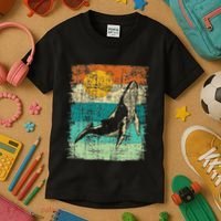 Retro Whale Lover Marine Biologist Aquarist Whales Animal Kids T-Shirt thumb 3