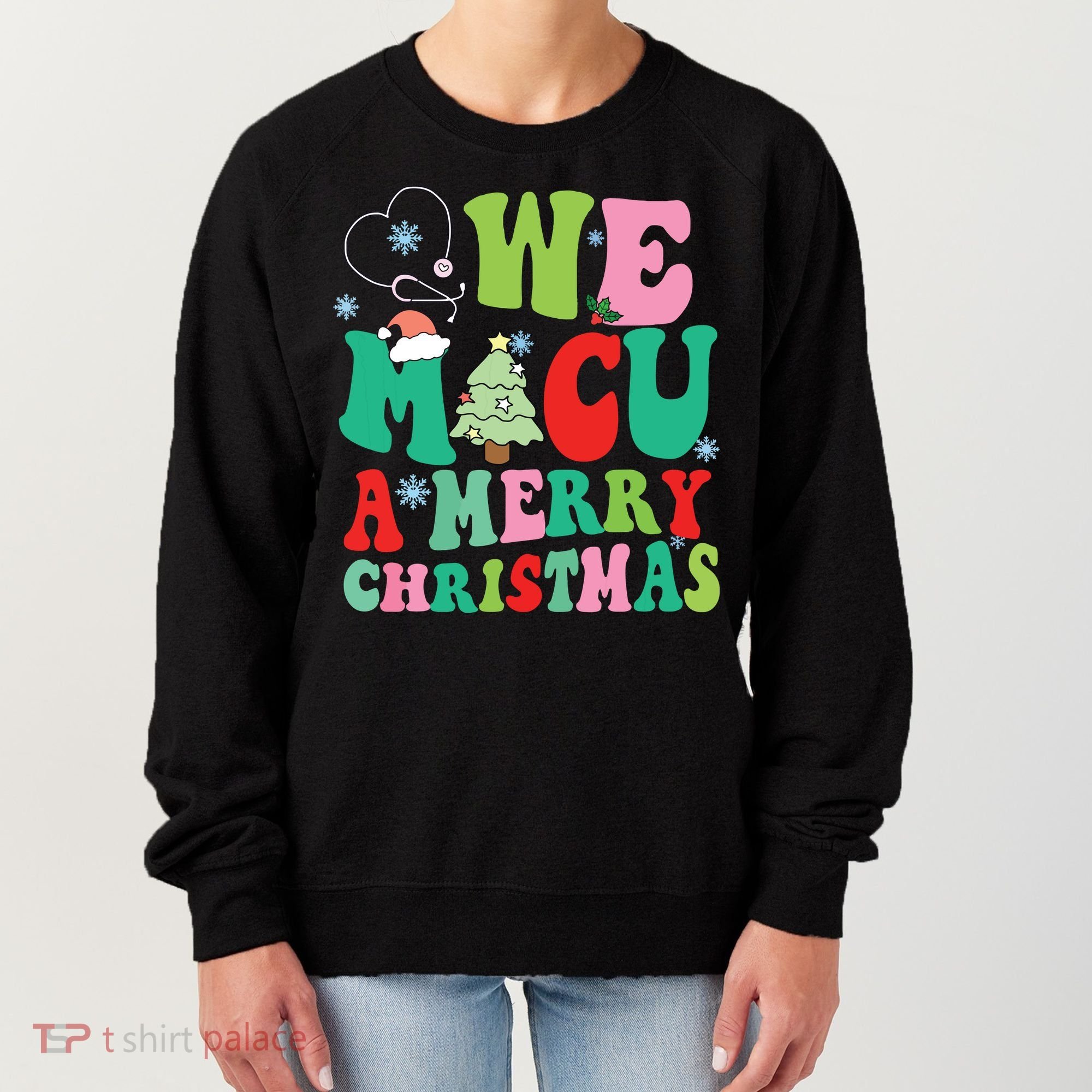 Retro We Micu A Merry Christmas Medical Icu Rn Aide Tech Women's Sweatshirt
