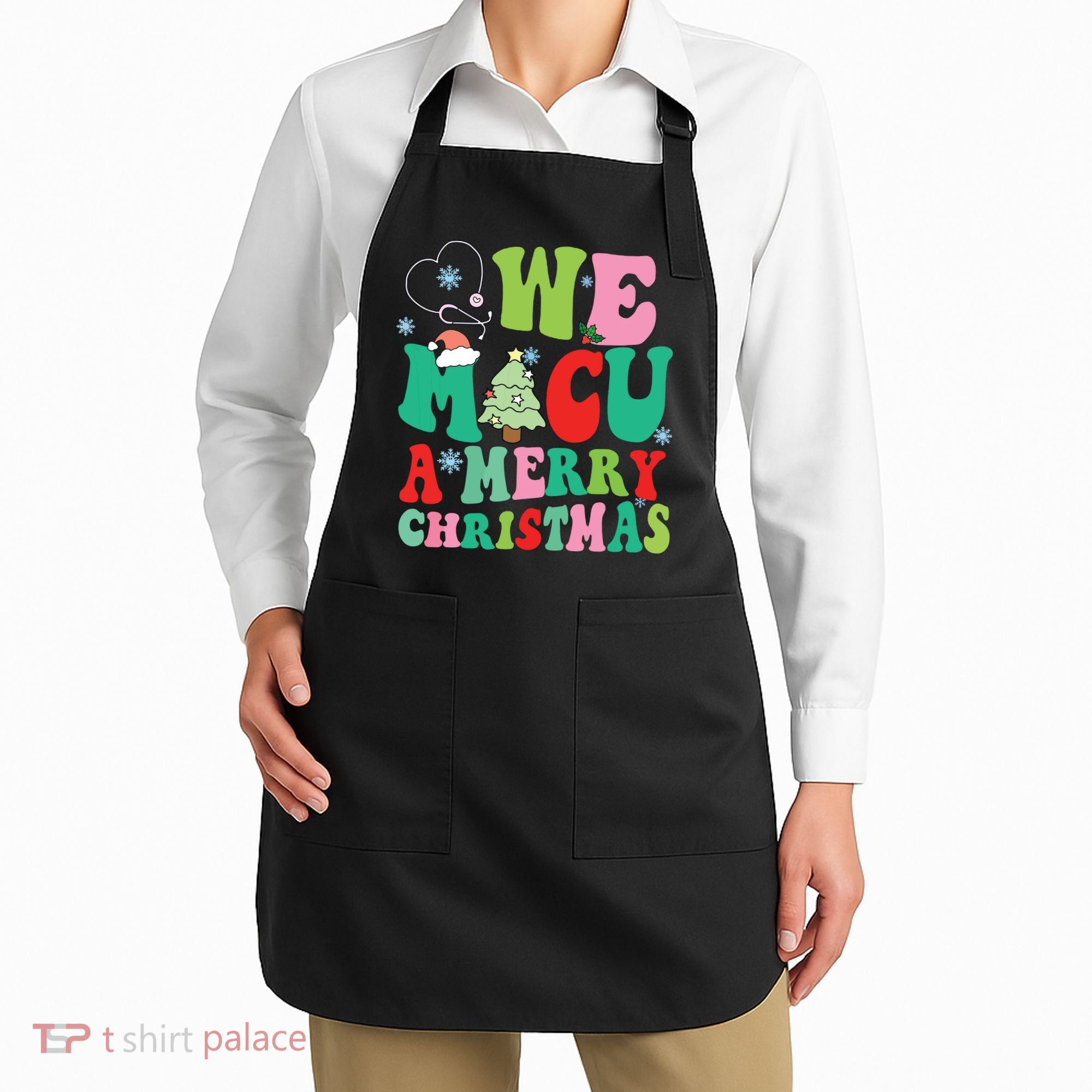 Retro We Micu A Merry Christmas Medical Icu Rn Aide Tech Apron