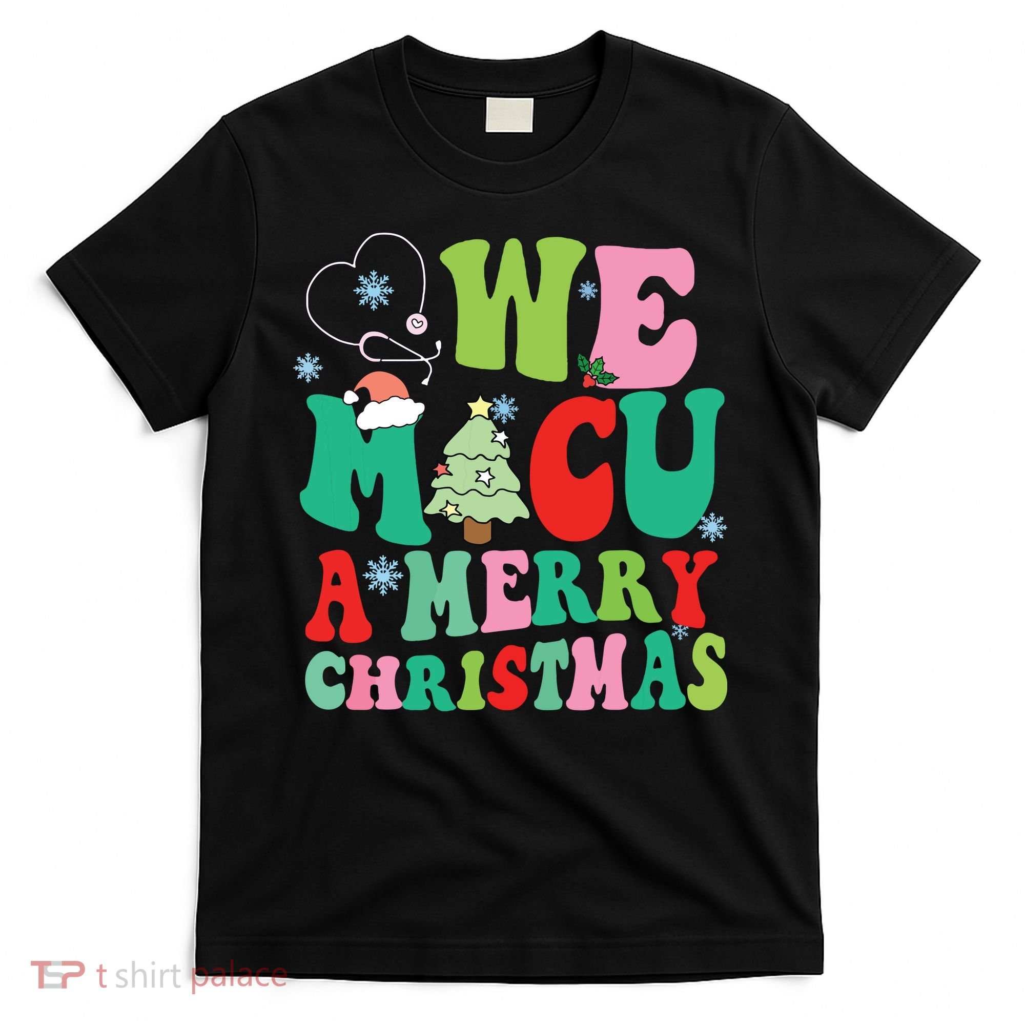 Retro We Micu A Merry Christmas Medical Icu Rn Aide Tech T-Shirt