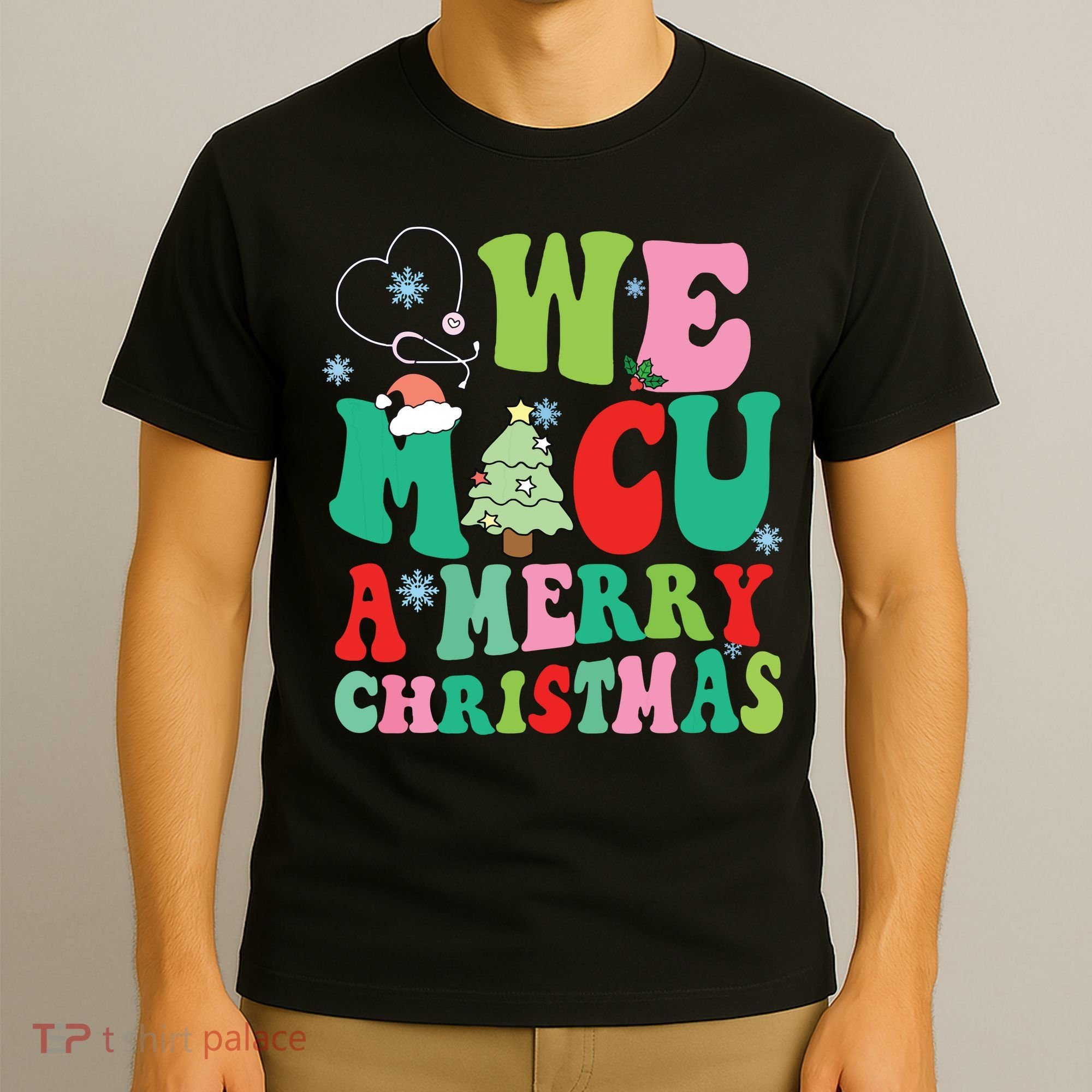 Retro We Micu A Merry Christmas Medical Icu Rn Aide Tech T-Shirt