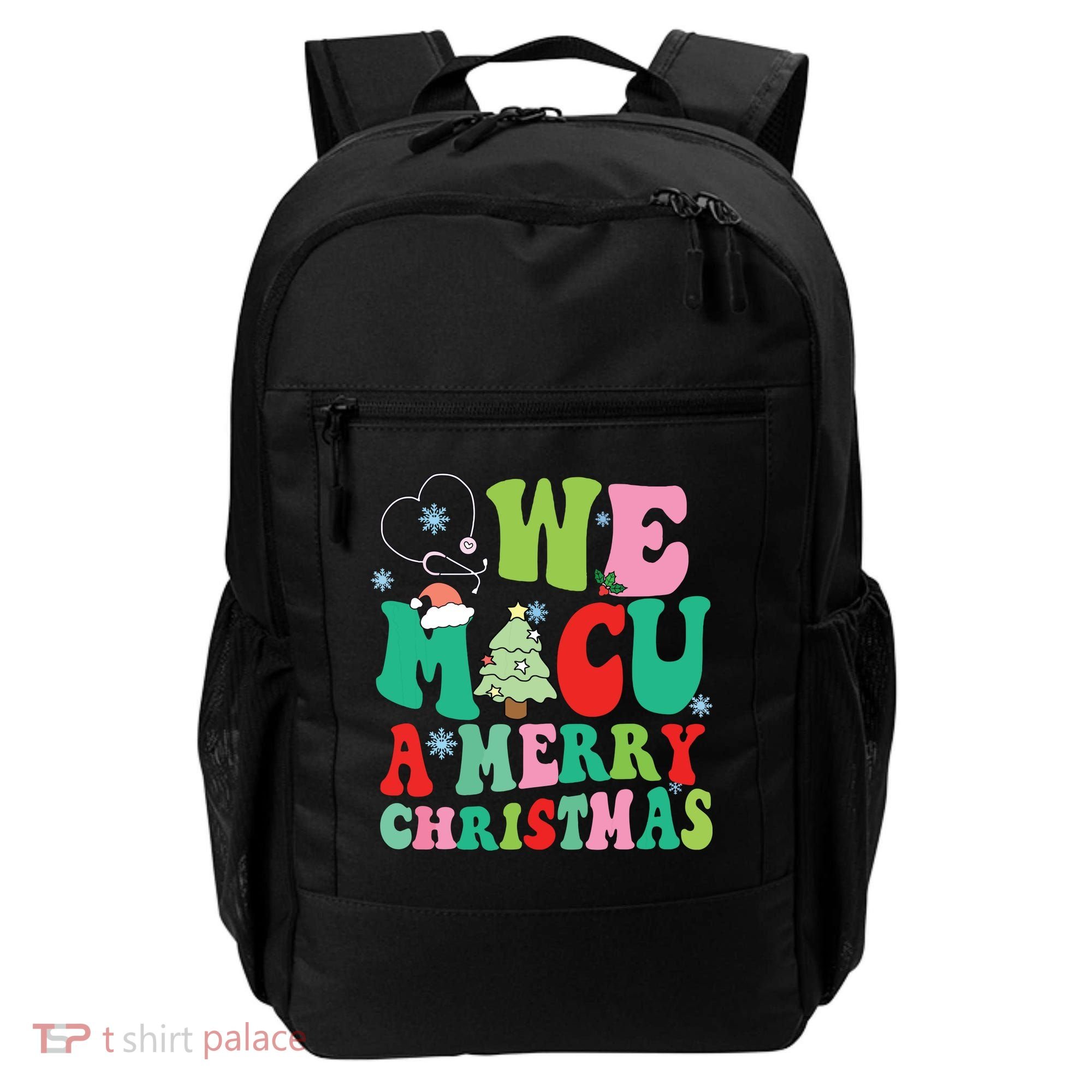 Retro We Micu A Merry Christmas Medical Icu Rn Aide Tech Backpack