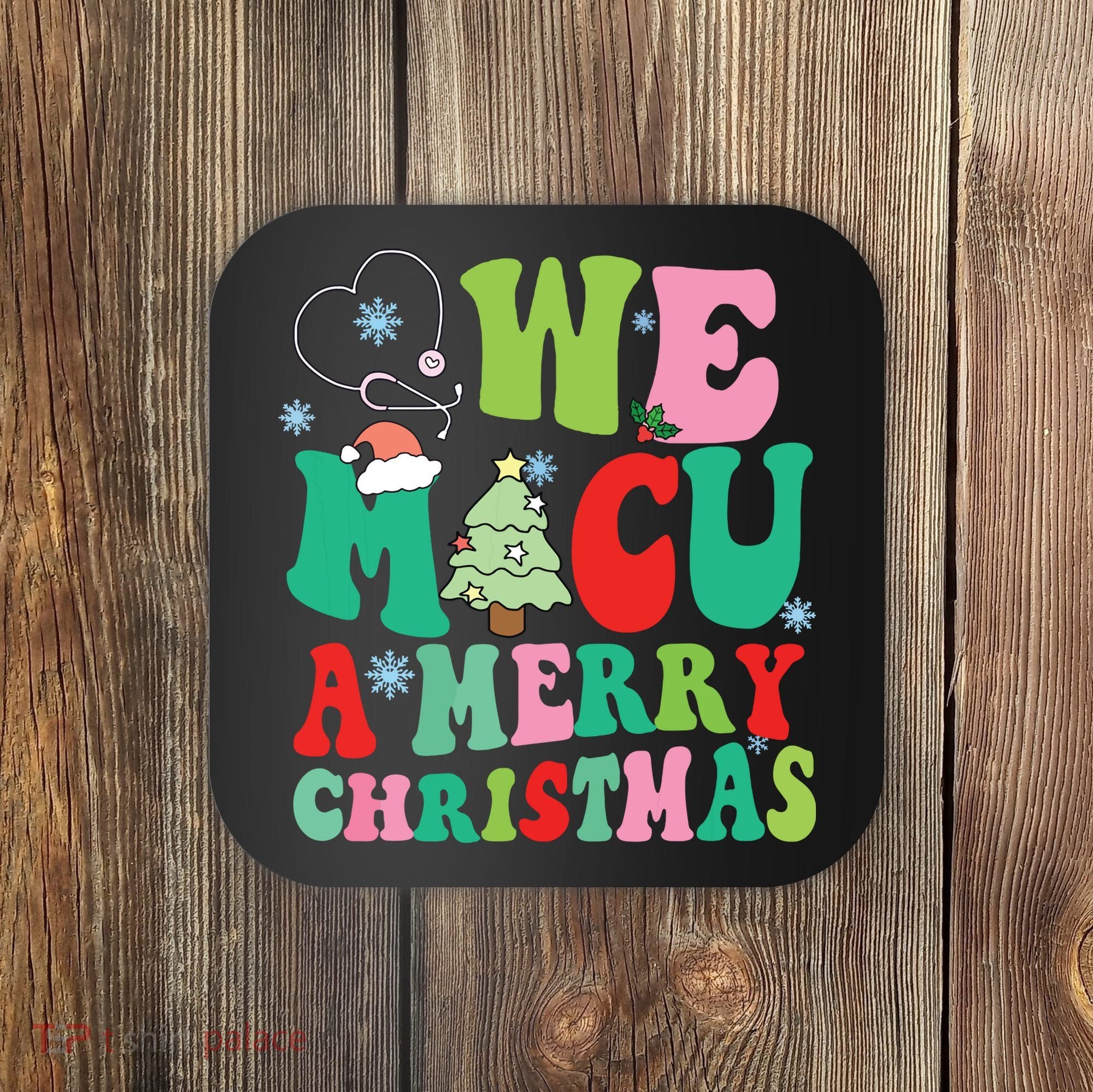 Retro We Micu A Merry Christmas Medical Icu Rn Aide Tech Coaster