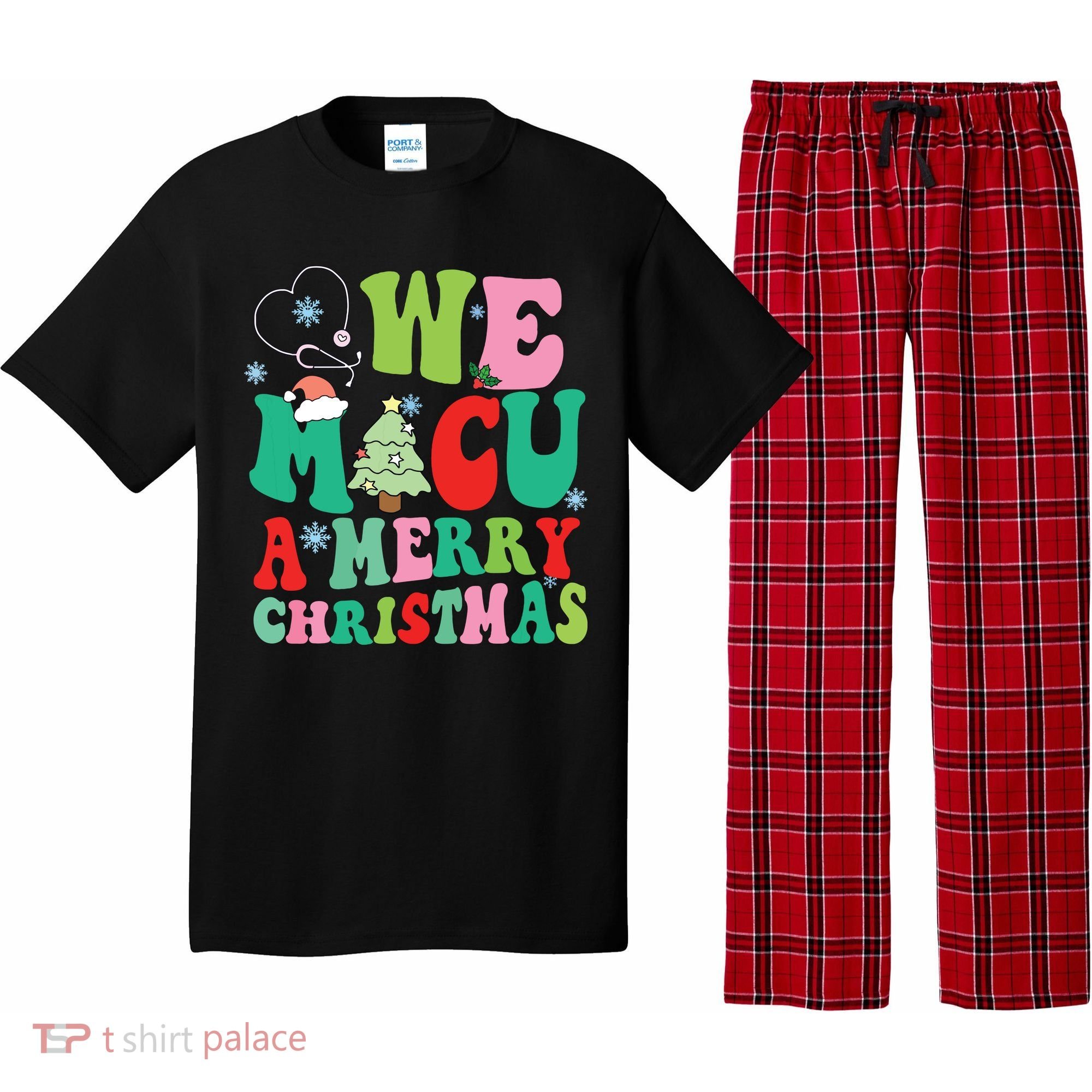 Retro We Micu A Merry Christmas Medical Icu Rn Aide Tech Pajama Set