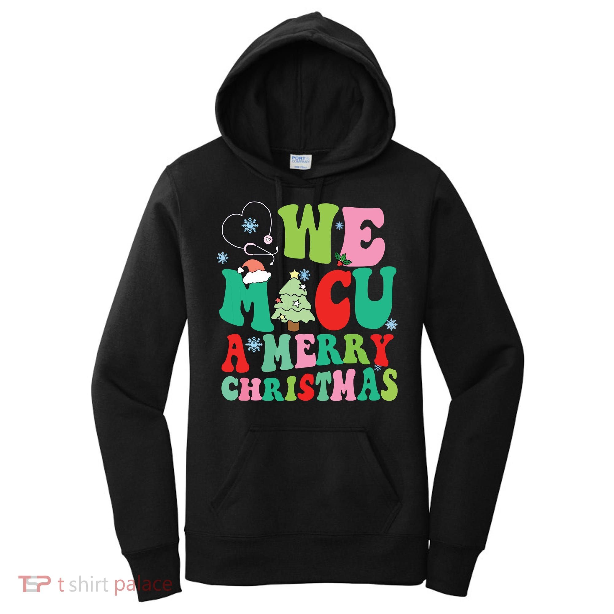 Retro We Micu A Merry Christmas Medical Icu Rn Aide Tech Women's Hoodie