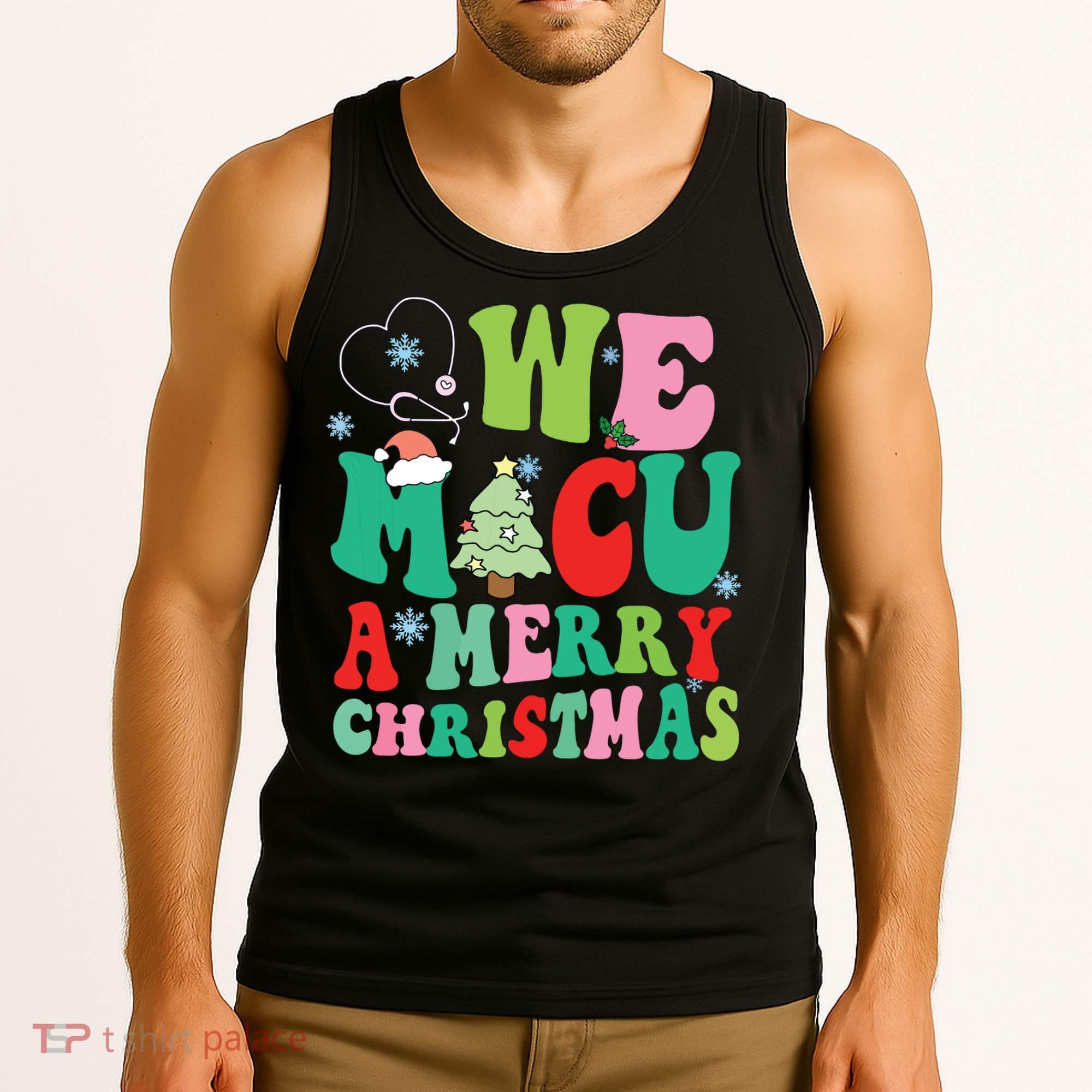 Retro We Micu A Merry Christmas Medical Icu Rn Aide Tech Tank Top