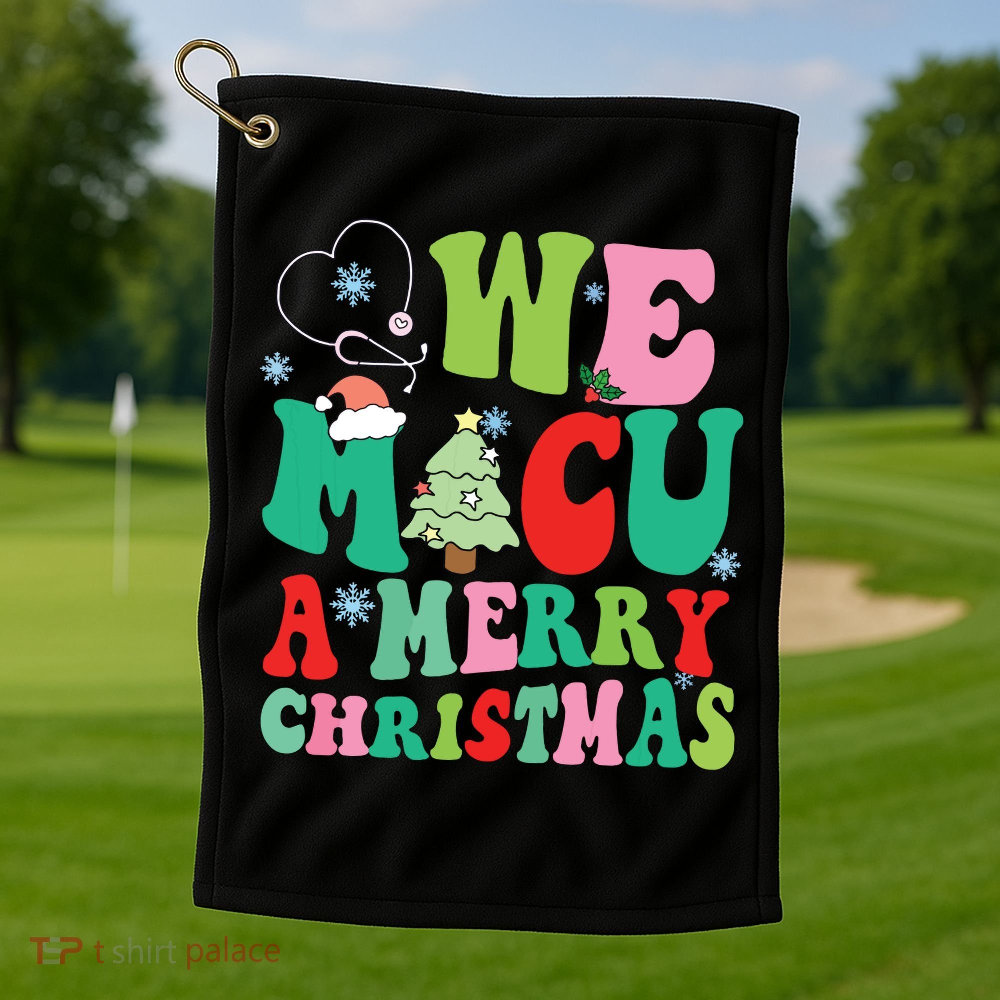 Retro We Micu A Merry Christmas Medical Icu Rn Aide Tech Golf Towel
