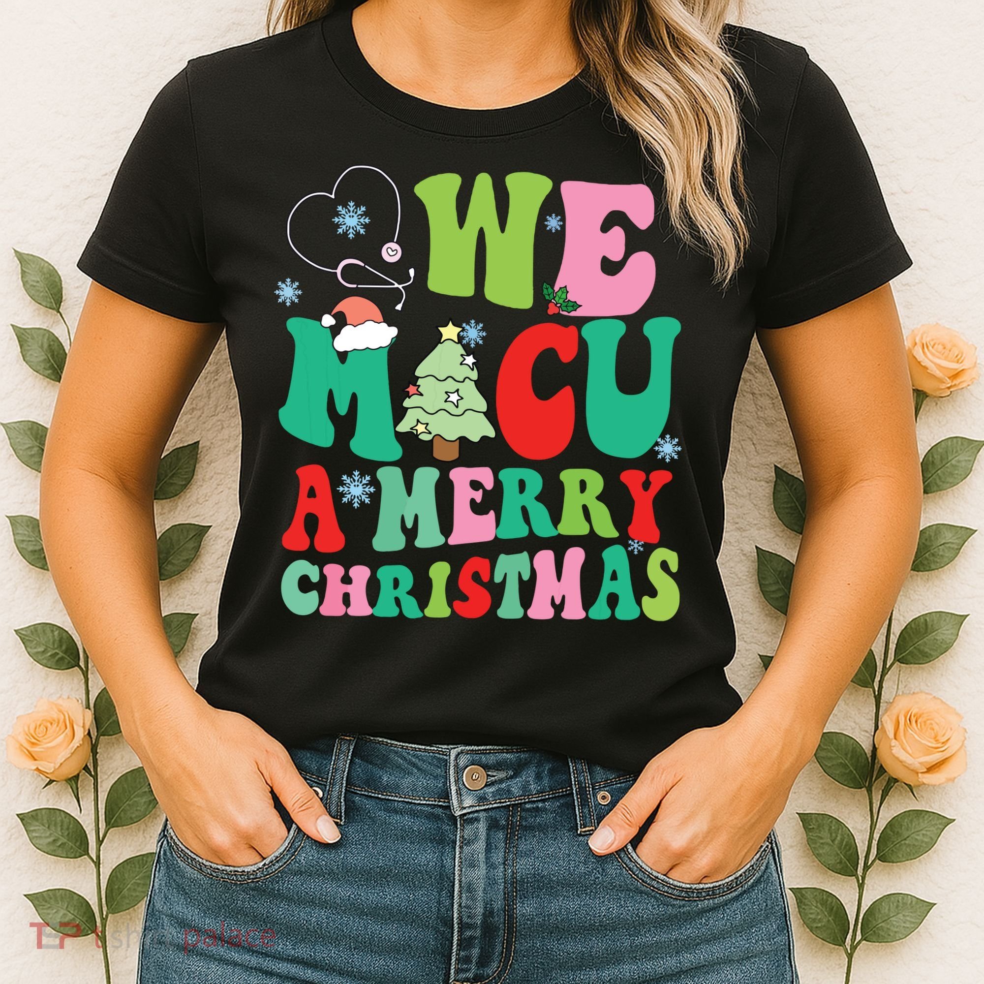 Retro We Micu A Merry Christmas Medical Icu Rn Aide Tech Women's T-Shirt