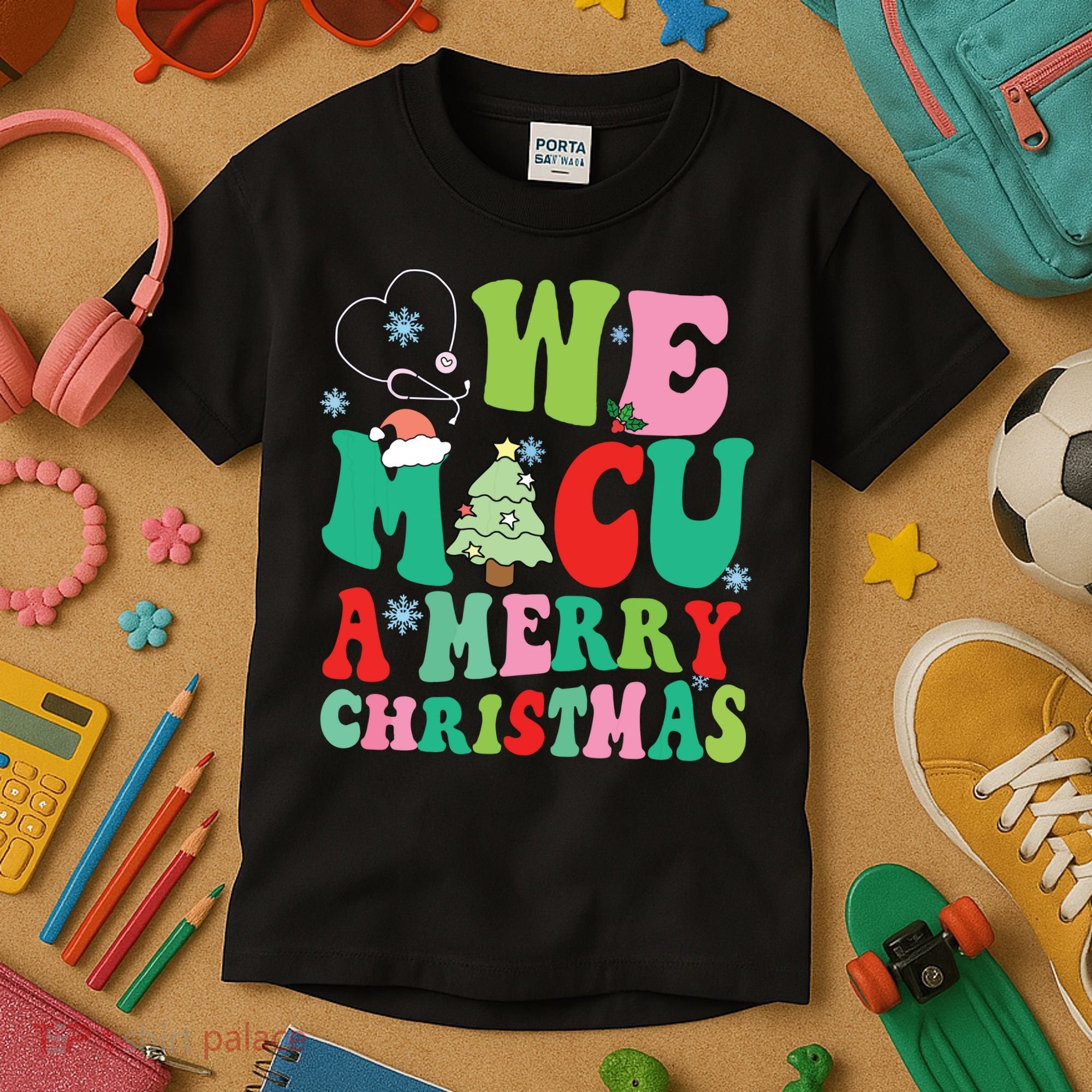 Retro We Micu A Merry Christmas Medical Icu Rn Aide Tech Kids T-Shirt