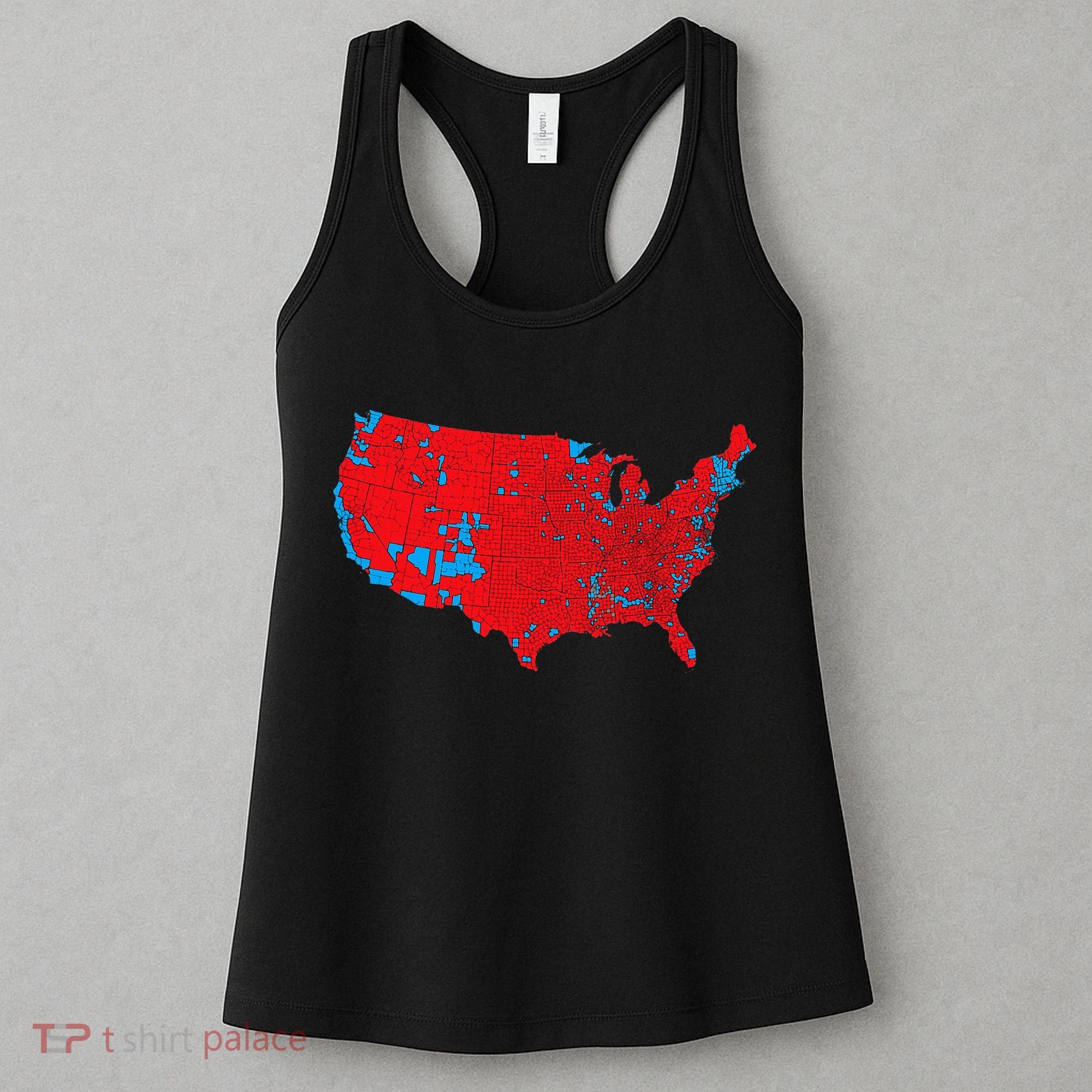 Red Wave Map Of Usa In The 2024 Presidential Election Maga Women's Tank Top