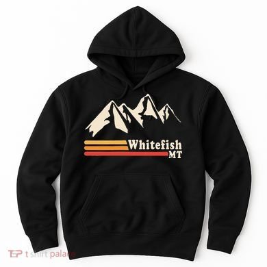 Retro Whitefish Montana Rocky Mountains Ski Hoodie