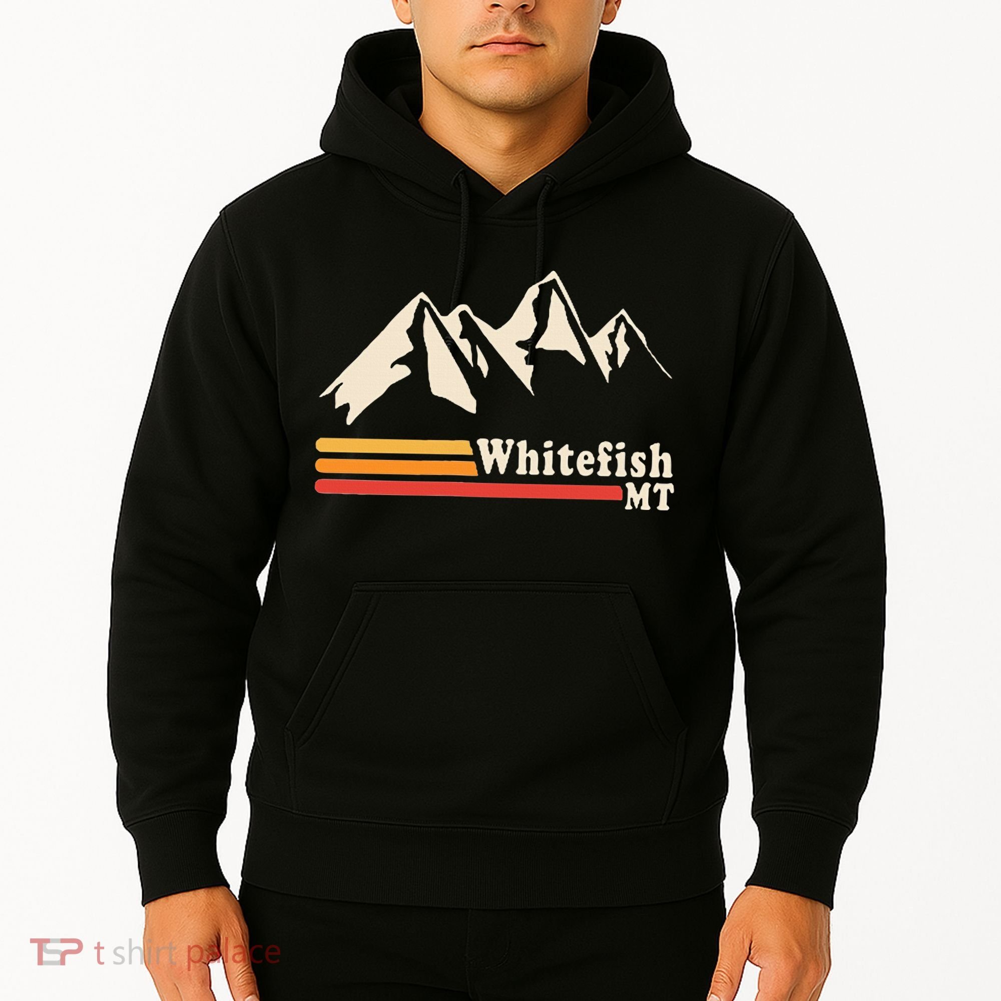 Retro Whitefish Montana Rocky Mountains Ski Hoodie