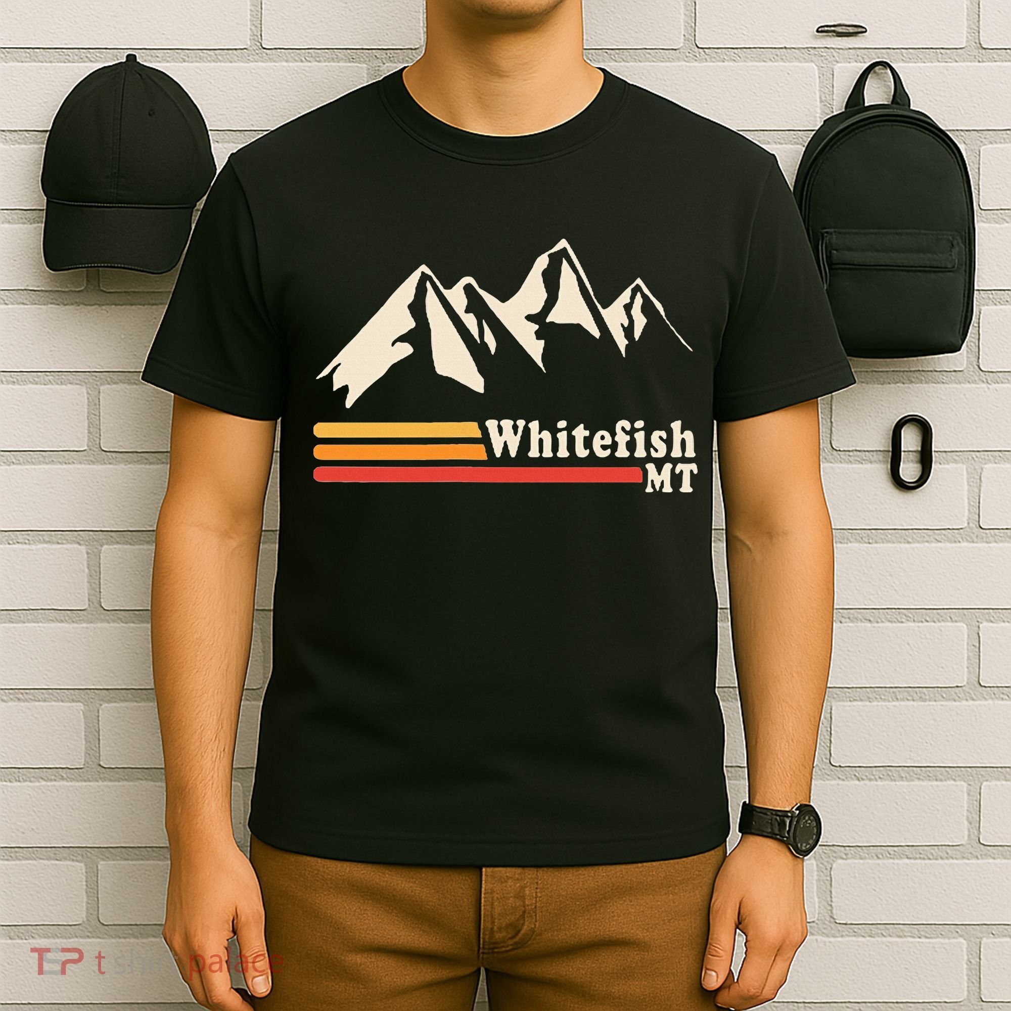 Retro Whitefish Montana Rocky Mountains Ski T-Shirt