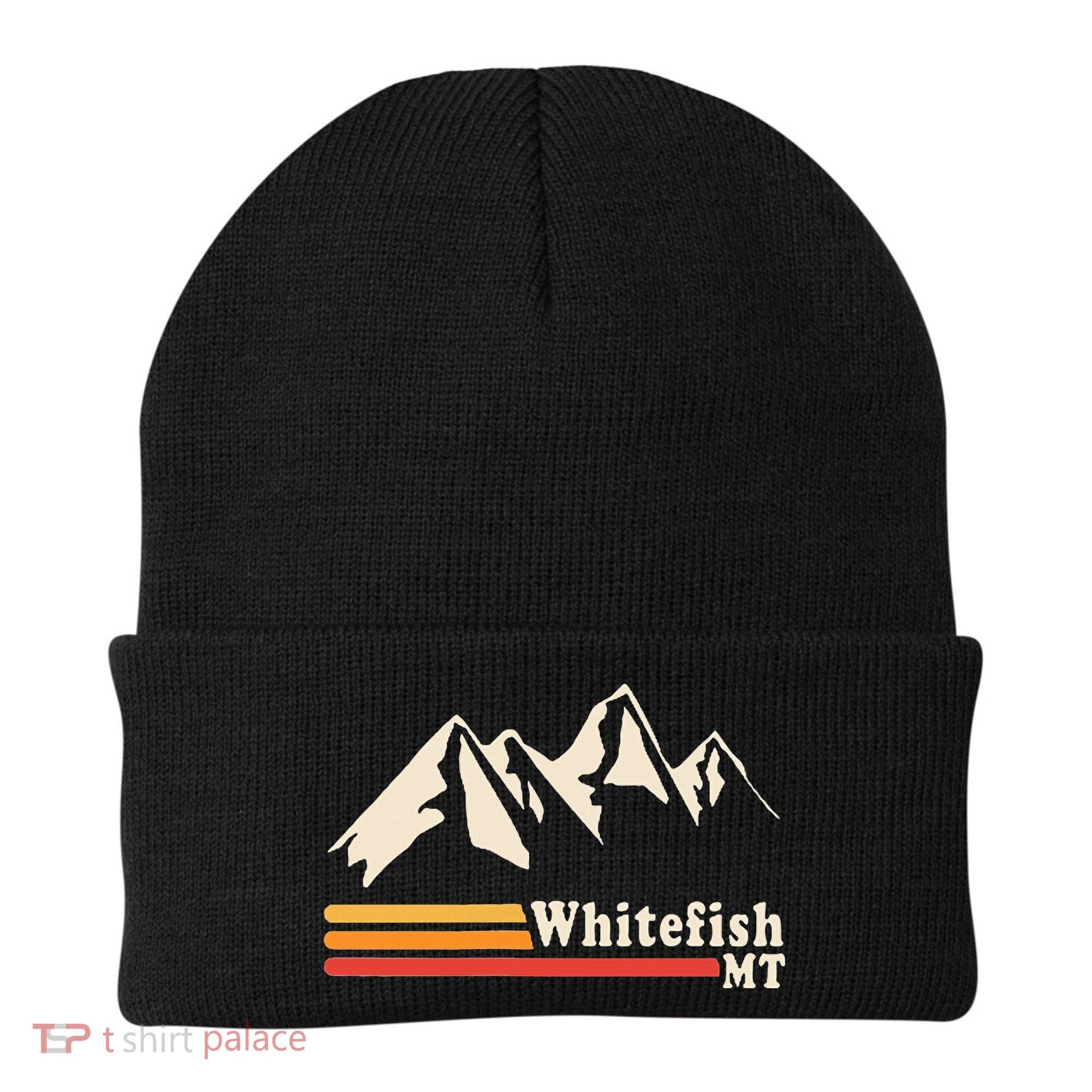 Retro Whitefish Montana Rocky Mountains Ski Beanie