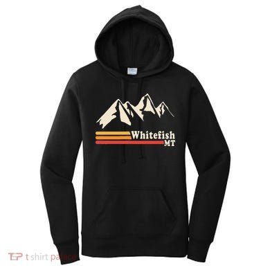Retro Whitefish Montana Rocky Mountains Ski Women's Hoodie