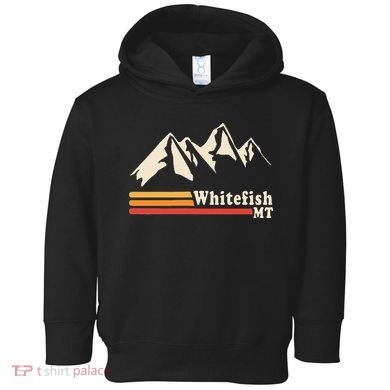 Retro Whitefish Montana Rocky Mountains Ski Toddler Hoodie