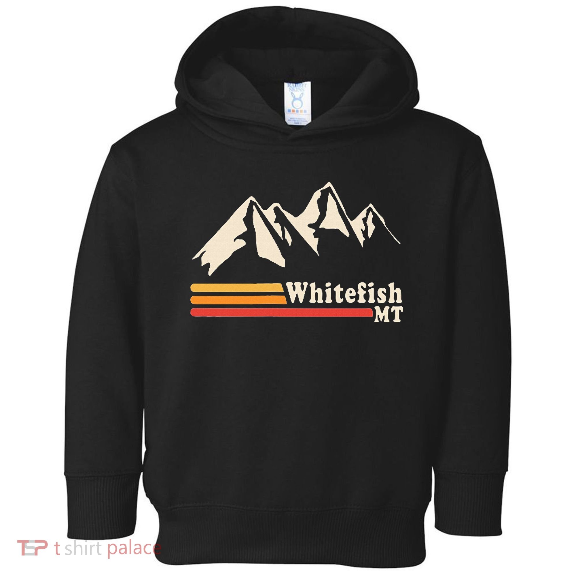 Retro Whitefish Montana Rocky Mountains Ski Toddler Hoodie