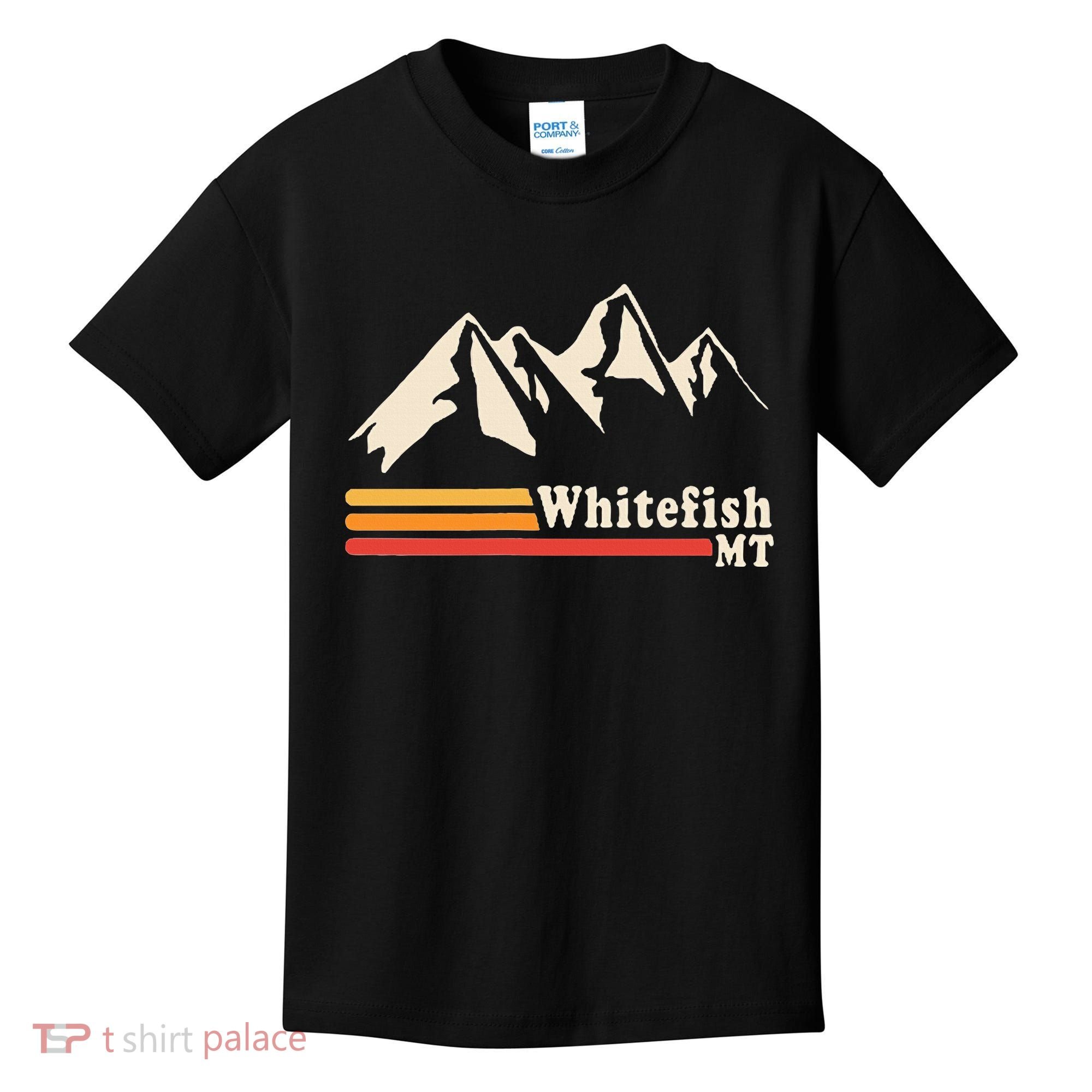 Retro Whitefish Montana Rocky Mountains Ski Kids T-Shirt