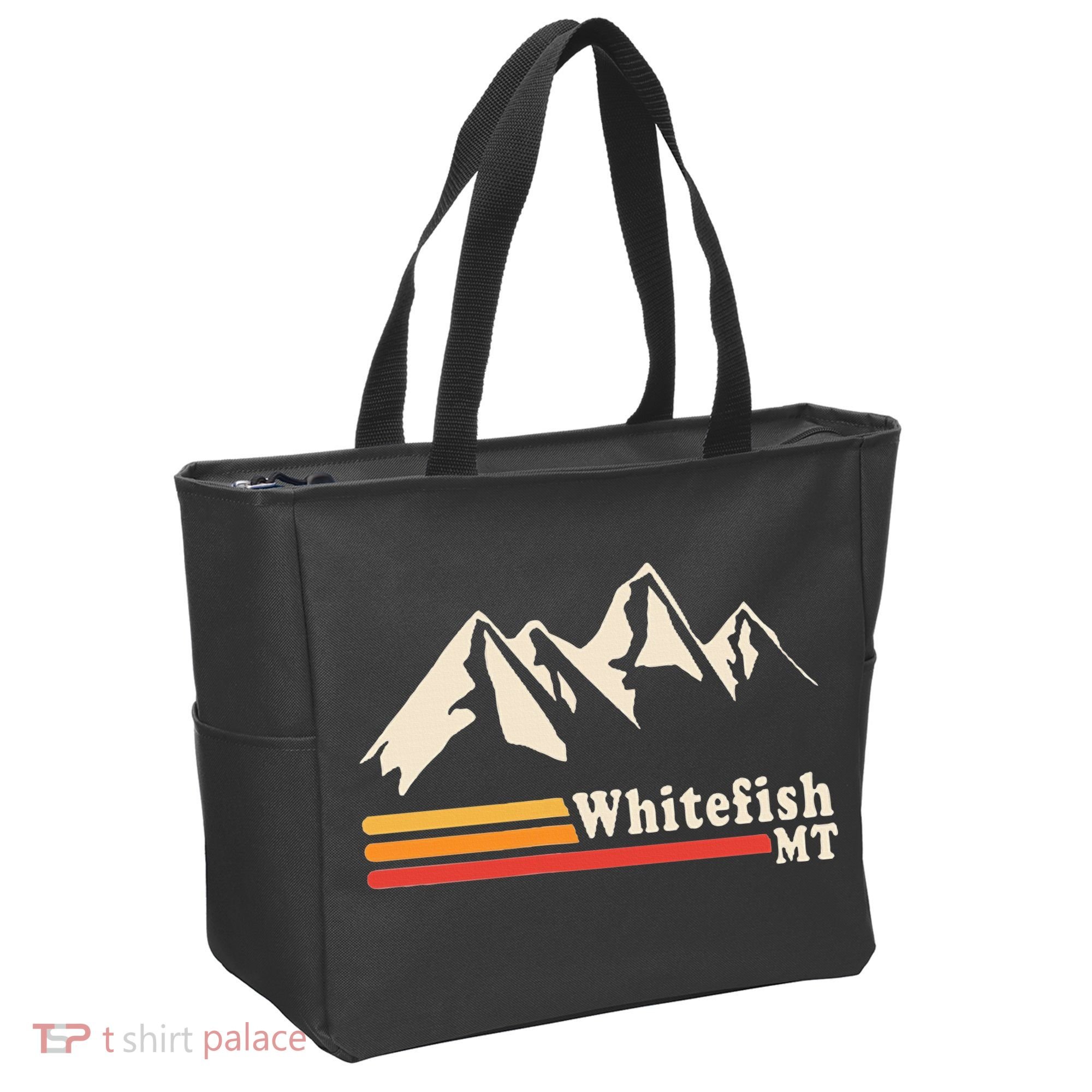 Retro Whitefish Montana Rocky Mountains Ski Tote Bag