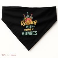 Rollin With My Homies Retro Bowling USA-Made Doggie Bandana thumb 0