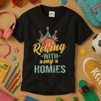 Rollin With My Homies Retro Bowling Kids T-Shirt thumb 3