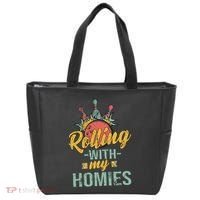 Rollin With My Homies Retro Bowling Tote Bag thumb 0