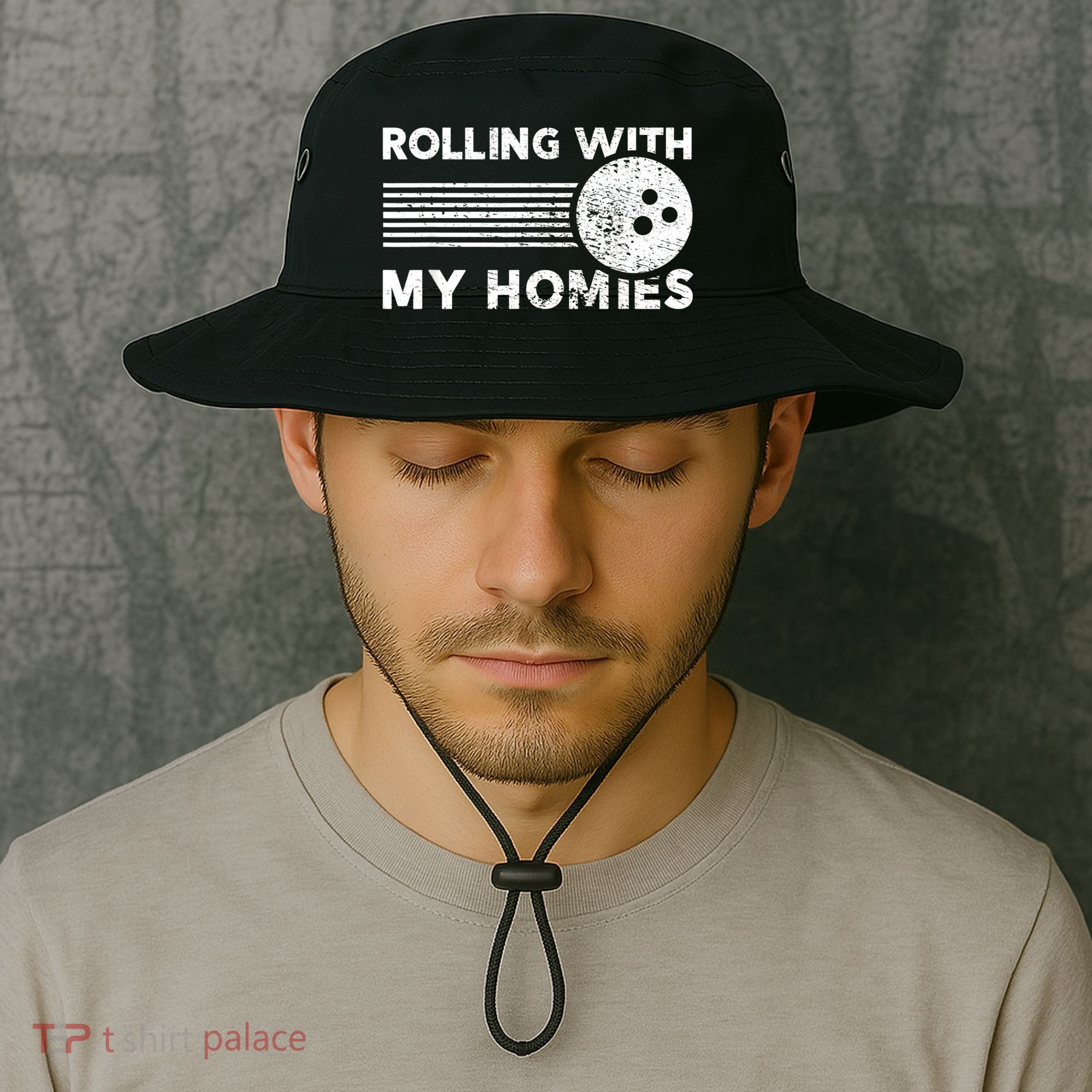 Rolling With My Homies Funny Bowling Bucket Hat