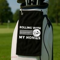 Rolling With My Homies Funny Bowling Golf Towel thumb 2