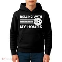 Rolling With My Homies Funny Bowling Kids Hoodie thumb 4