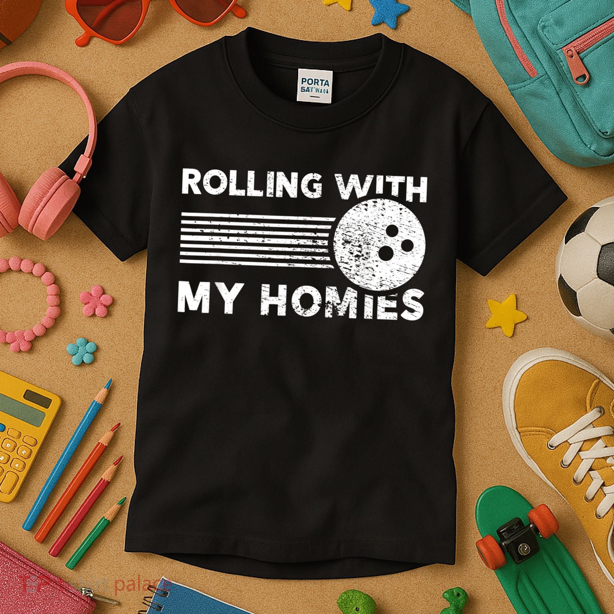 Rolling With My Homies Funny Bowling Kids T-Shirt