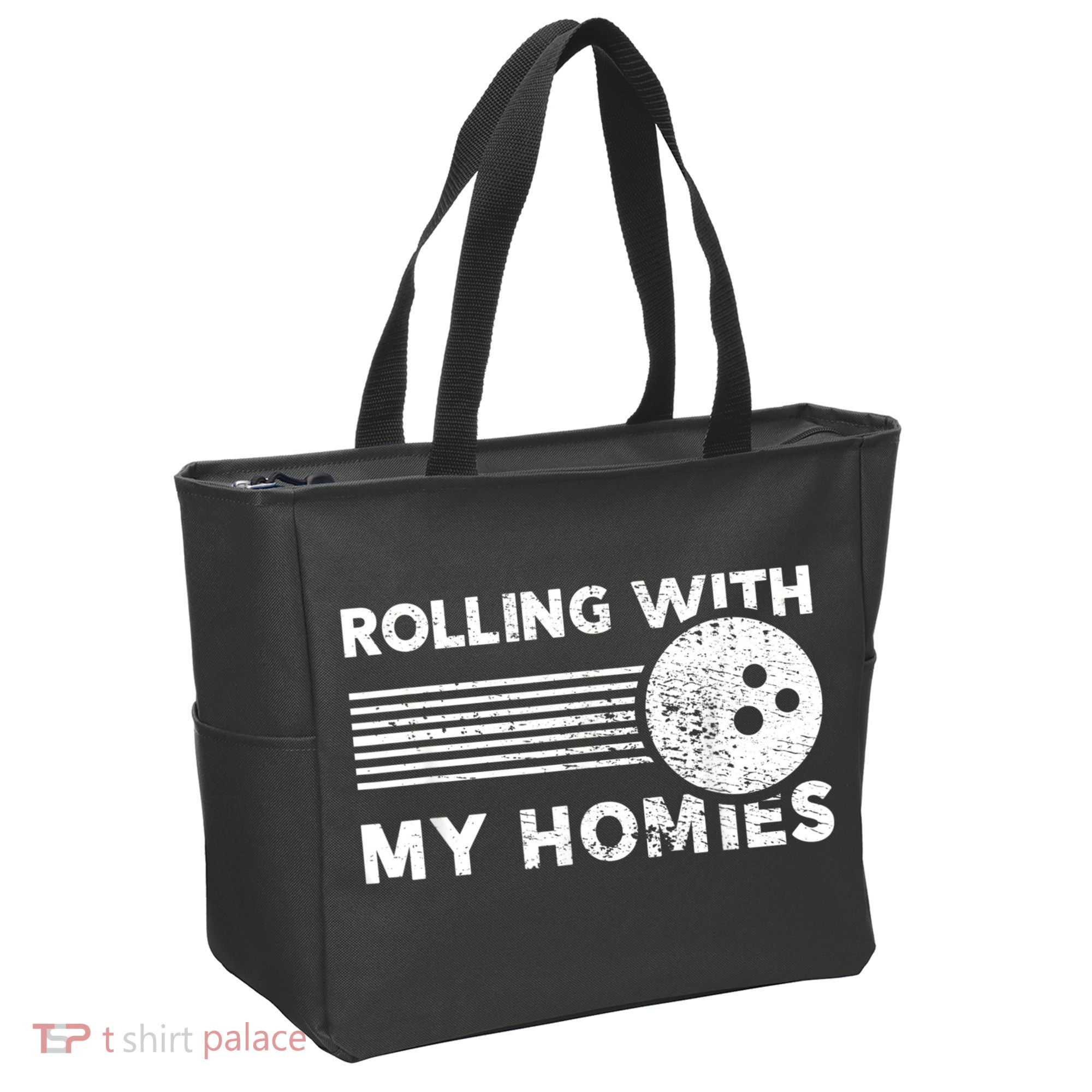 Rolling With My Homies Funny Bowling Tote Bag