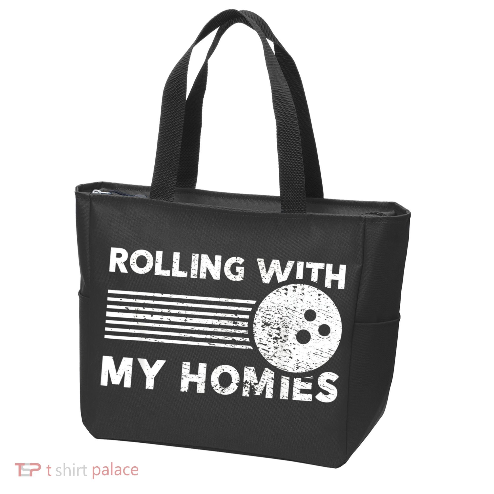 Rolling With My Homies Funny Bowling Tote Bag